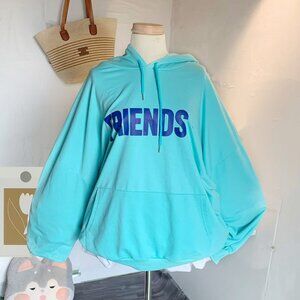 Friends Oversized Soft Hoodie Aqua Blue